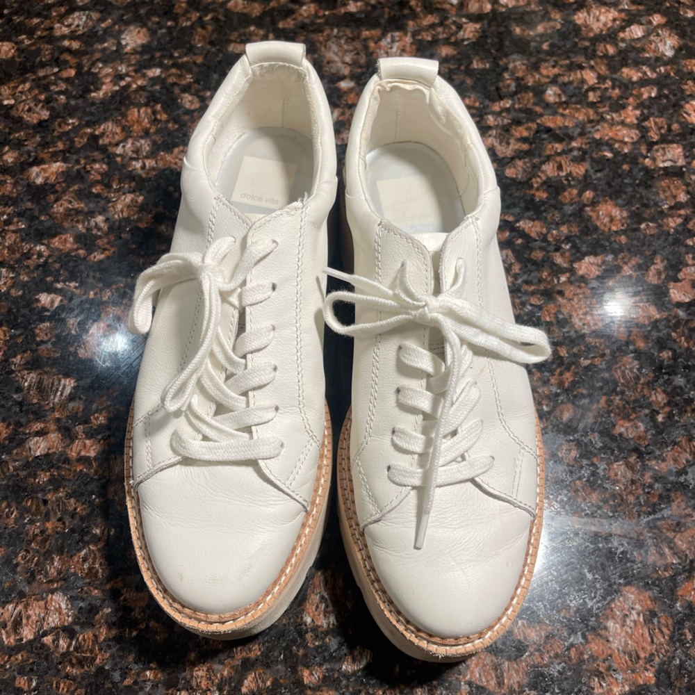 Dolce Vita - Barely Worn - White Leather Platform Toyah Sneaker - Size 8.5